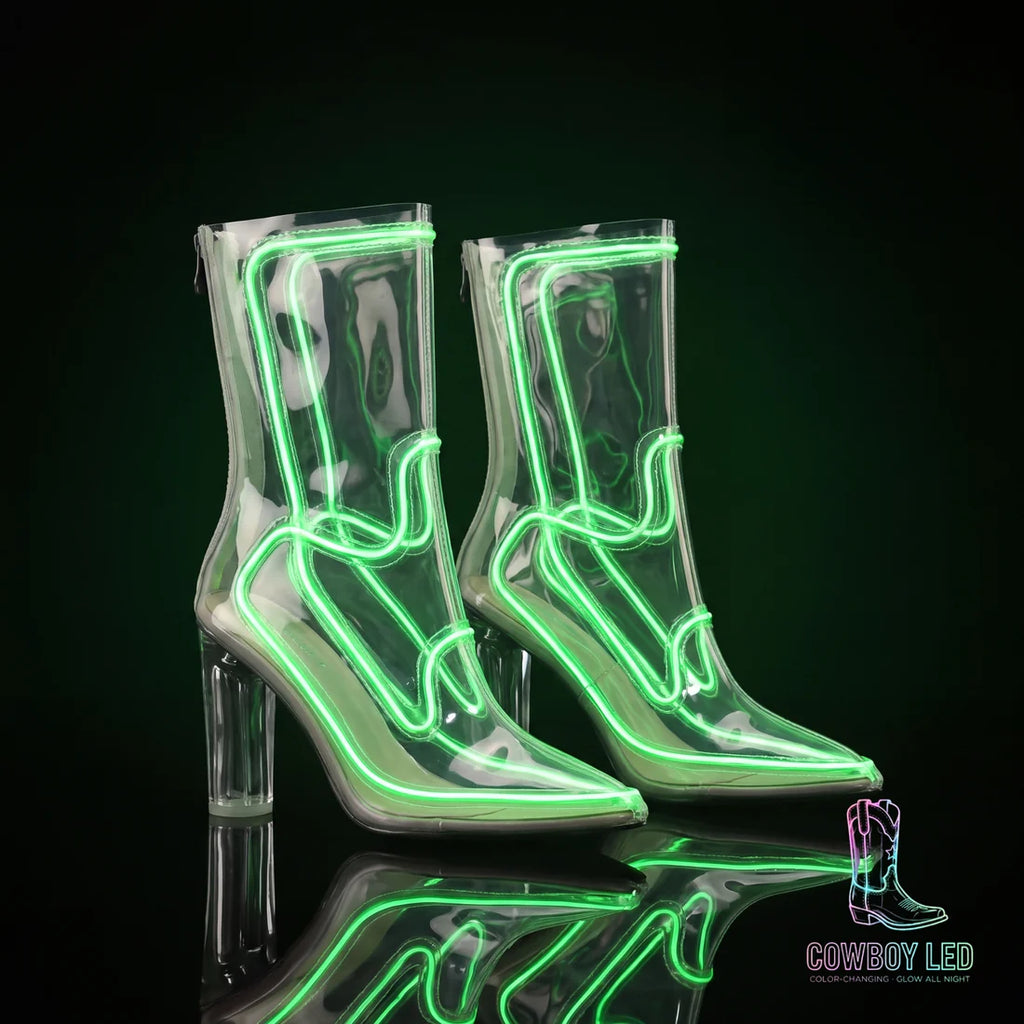 Green LED cowboy boots