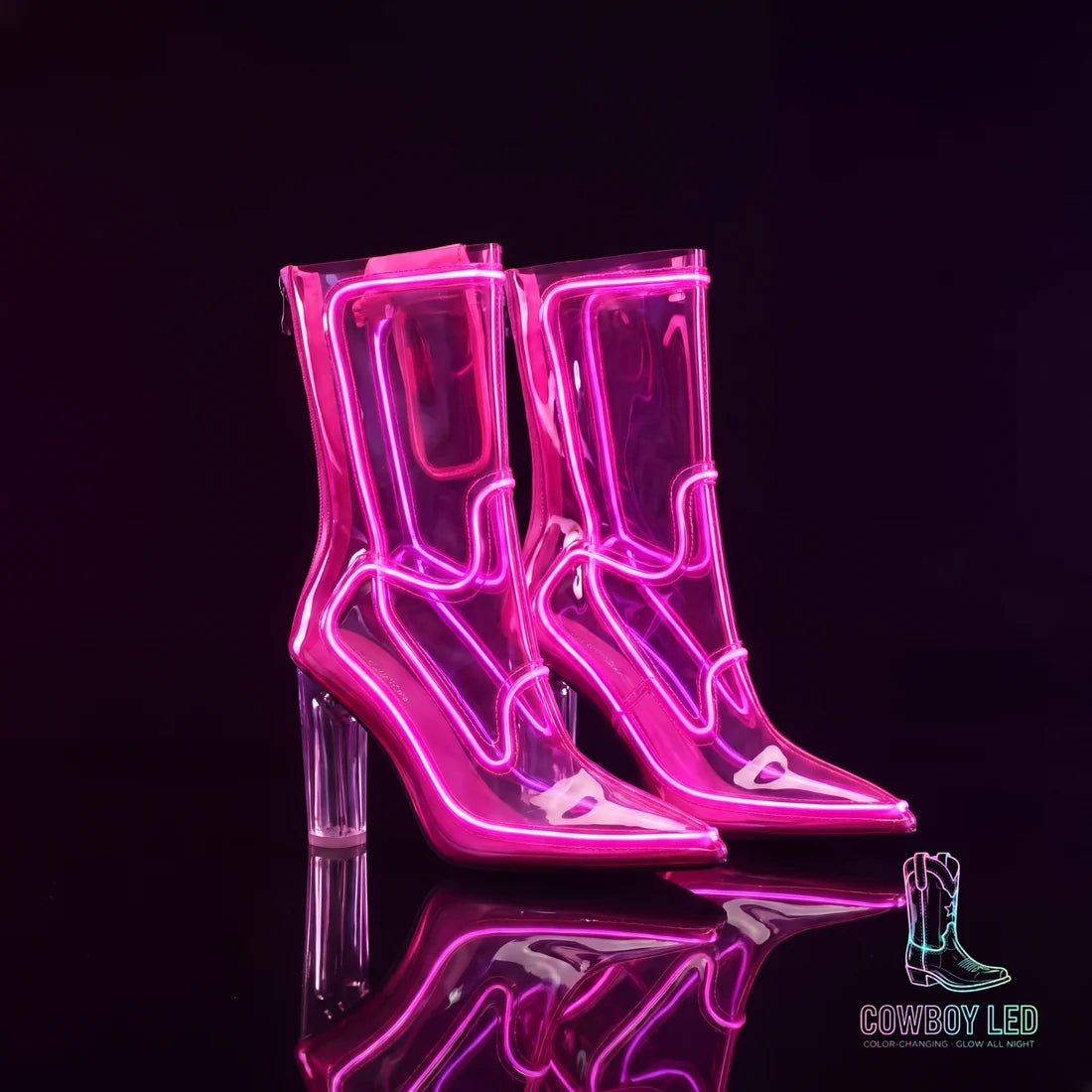 Pink LED cowboy boots
